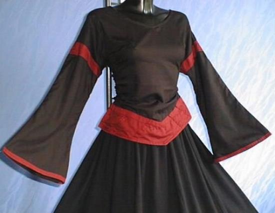 IMEX-MODEN Mittelalter-Bluse, Baumwolle - Farbe: schwarz/grn - Gre: XXL