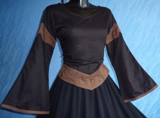 IMEX-MODEN Mittelalter-Bluse, Baumwolle - Gre: M - Farbe: schwarz/braun