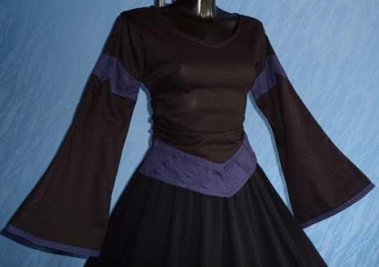 IMEX-MODEN Mittelalter-Bluse, Baumwolle - Gre: M - Farbe: schwarz/blau