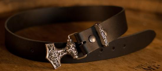 PERA PERIS Grtel Thors Hammer 4cm - Farbe: schwarz - Gre: XXL