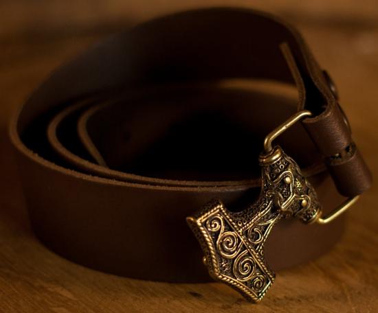 PERA PERIS Grtel Thors Hammer 4cm - Gre: S/M - Farbe: dunkelbraun