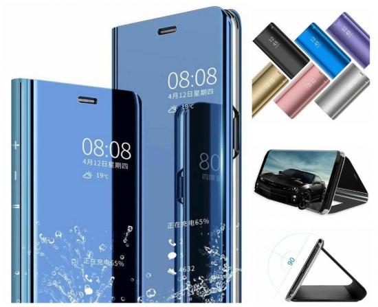 Tec-Expert Mirror Flip-Case fr Galaxy A10 - Farbe: Blau - Modellkompatibilitt: Fr Samsung Galaxy A10