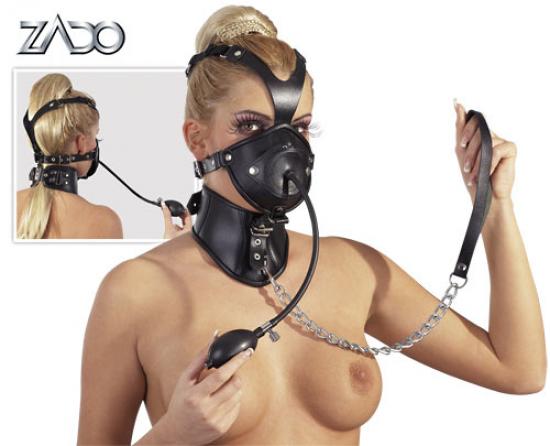 Leder-Kopfmaske - Farbe: schwarz - Gre: unisize