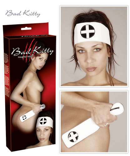 Bad Kitty Nurse Paddle mit Stirnband - Farbe: wei - Gre: unisize