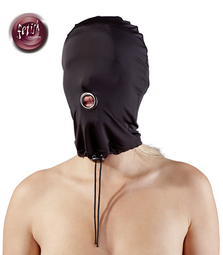 Mikrofaser-Maske - schwarz - Kopfgeschirr - Bondage - Kopfmaske