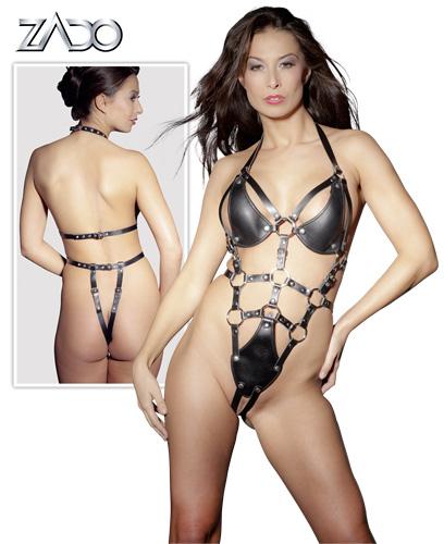 Zado Leder Riemenbody ouvert - Farbe: schwarz - Gre: S-L
