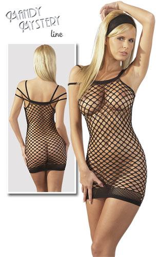 Mandy Mystery lingerie Netzkleid mit 3er Trger S-L - Farbe: schwarz - Gre: S-L