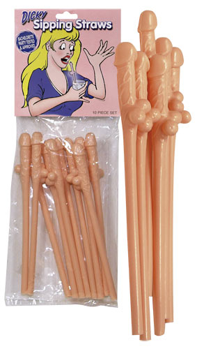 Markenlos Penis-Trinkhalme - Farbe: hautfarben - Menge: 1Stck