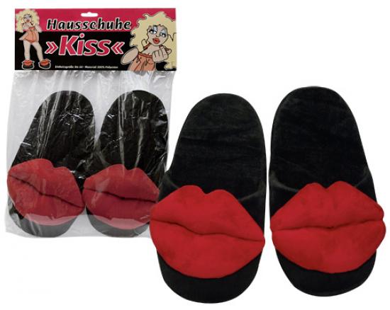 Markenlos Hausschuhe Kiss - Farbe: schwarz - Menge: 1Stck