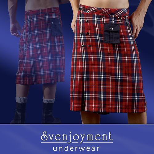 Herren-Kilt - Farbe: rot - Gre: L