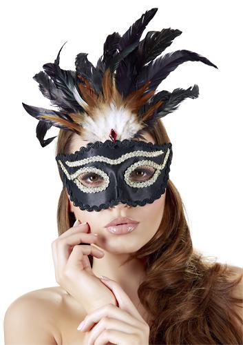 Markenlos Feder-Maske - Farbe: schwarz