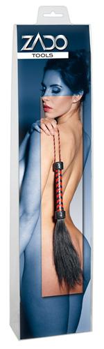 Leder-Rosshaar-Peitsche - Farbe: schwarz