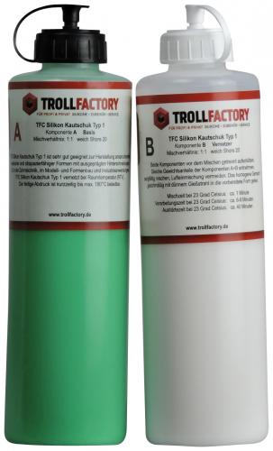 Trollfactory TFC Silikon Kautschuk Typ1 Abformsilikon weich 1:1 NV 1 kg