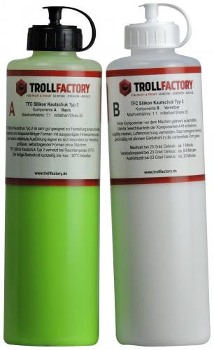 Trollfactory TFC Silikon Kautschuk Typ2 Abformsilikon mittelhart 1:1 NV 1kg