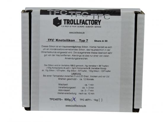 Trollfactory TFC Silikon Kautschuk Typ 7 Knetsilikon knetbar weich Shore 32 100:1, 500g