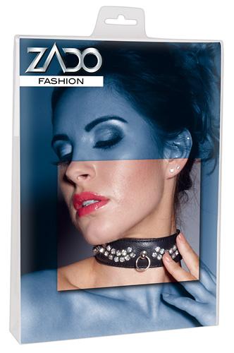 Leder-Halsfessel mit Strass - Farbe: schwarz