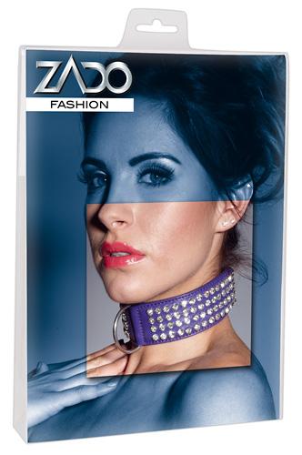 Leder-Halsfessel mit Strass - Farbe: lila