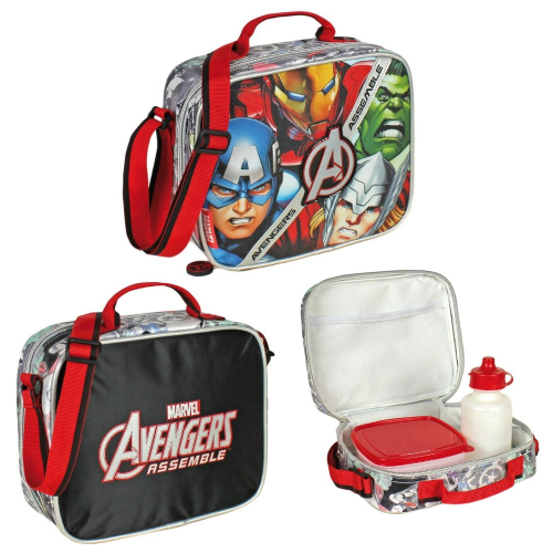 Brotzeit Set Tasche + Brotbox + Trinkflasche 23cm Marvel Avengers Disney Planes Kindergarten - Typ: Marvel Avengers