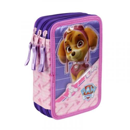 Federmppchen + Stifte + Schere + Lineal + Zubehr 3 Fcher Schulmppchen - Typ: Paw Patrol (Skye)
