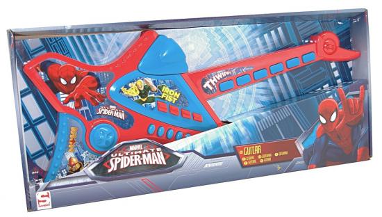 Marvel SPIDER-MAN Gitarre Ultimate Spiderman Iron Fist Nova Kindergitarre mit Soundeffekten