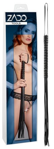 Striemenpeitsche aus Leder - Farbe: schwarz