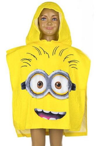 Badeponcho Frottee mit Kapuze - Auswahl: Minions Gesicht