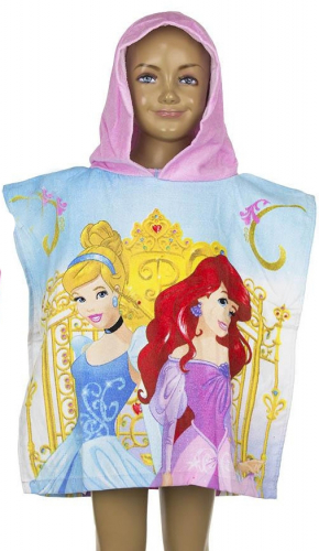 Badeponcho Frottee mit Kapuze - Auswahl: Princess Hellblau