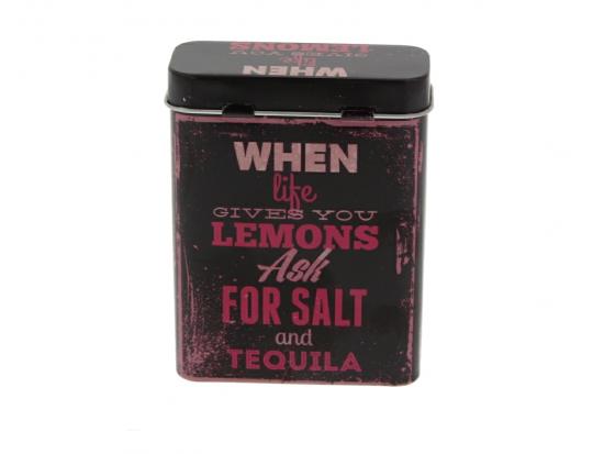 Metall-Zigarettenetui, Slogans, ca. 9 x 7 cm, 6-fa - Auswahl: Lemons Salt