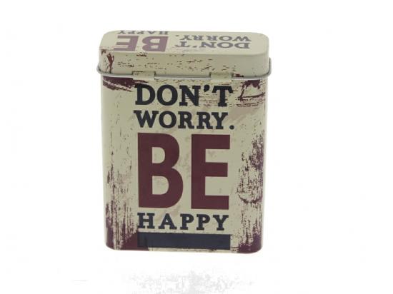 Metall-Zigarettenetui, Slogans, ca. 9 x 7 cm, 6-fa - Auswahl: Don't worry be Happy