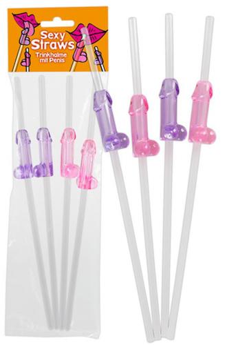 Orion Trinkhalm mit Penis - Farbe: rosa - Aroma: ohne - Menge: 4Stck