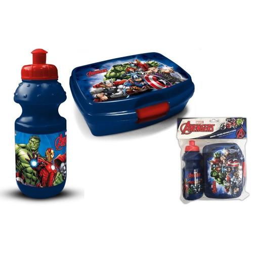 Brotdose mit Aluminium Trinkflasche - Auswahl: Avengers