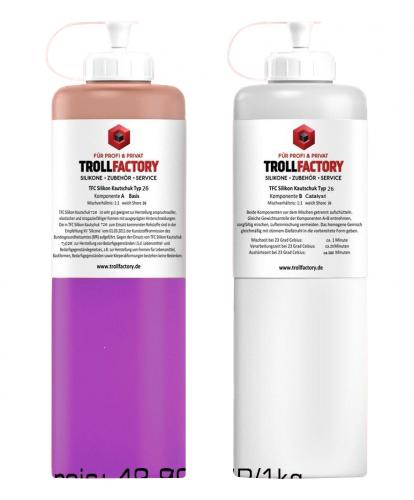TFC Troll Factory TFC Silikon Kautschuk Typ 26  Lebensmittel flieder weich Shore 26 1zu1 1kg