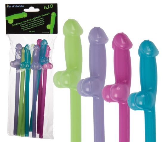 Orion Penis-Trinkhalme - Farbe: blau - Menge: 8Stck