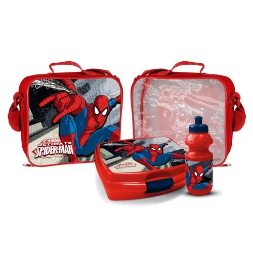 Umhngetasche Brotbox & Trinkflasche Avengers Spiderman Star Wars - Auswahl: Spiderman Rot