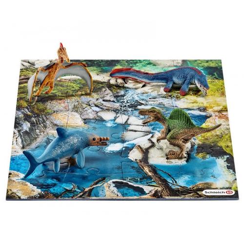 Schleich Dinosaurier - Auswahl: Dinosaurier-Set mit Bewsserungs-Puzzle