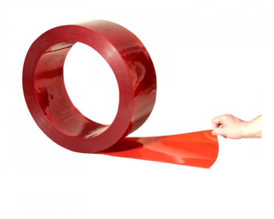 KUNSTSTOFFVORHANG PVC Streifen 200 x 2mm ROT-transparent Meterware als Zuschnitt