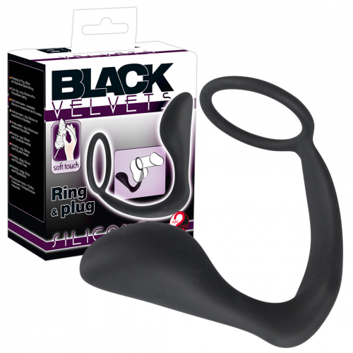 Black Velvets Ring & Plug 10 cm lang Einf�hrtiefe 8 cm - Farbe: schwarz
