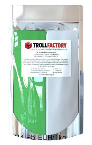 TFC Troll Factory TFC Silikon Kautschuk Typ 8 Knetsilikon knetbar weich Shore 25 1zu1 1kg 2kg - Gewicht: 2kg