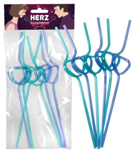 Orion Herz-Trinkhalme 6er-Set - Farbe: blau - Menge: 6St�ck