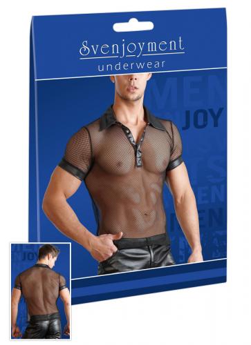Svenjoyment Underwear Shirt schwarz XL L M S Transparent Netz Wetlook Poloshirt Optik - Gre: Shirt Farbe schwarz Gre XL