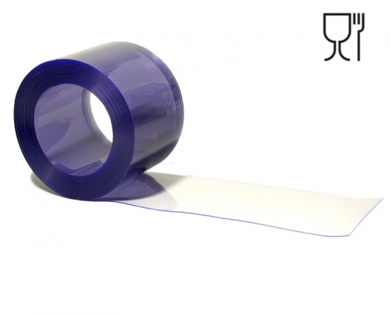 KUNSTSTOFFVORHANG PVC Streifen 200 x 2mm Blau - transparent Lebensmittelecht Meterware als Zuschnitt
