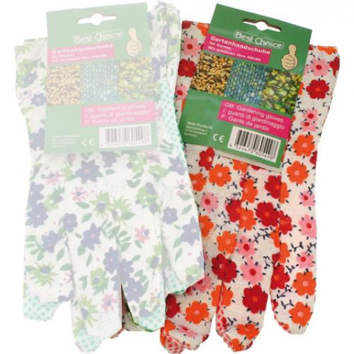 Gartenhandschuhe Damen bunt bedruckt Blumenmotive Gartenarbeit ABS rutschsicher - Auswahl:  rot