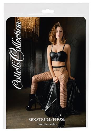 Cottelli Collection Stockings & Hosiery Cotelli Collection Netz-Strumpfhose ouvert Netz Straps Optik schwarz S-L  - Auswahl: Netz