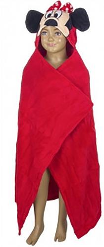 Textiel Trade Minnie Fleecedecke mit Kapuze Ohren Disney Originals Kuscheldecke rot blau - Farbe: rot