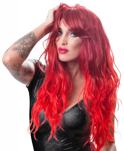 Wigged Love Percke, rot, wellig, lang - Farbe: rot - Menge: 1Stck