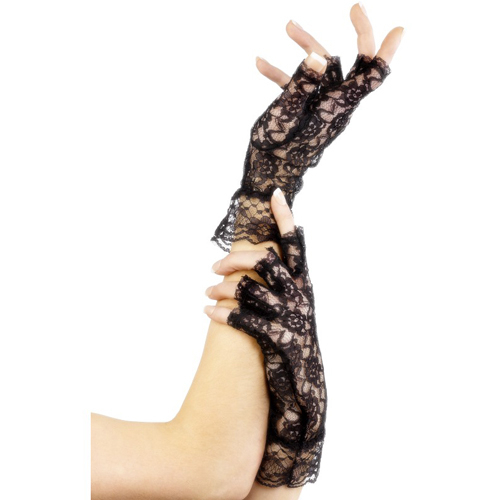 Fever Fingerlose Handschuhe - Auswahl: Spitze in Schwarz Kurz
