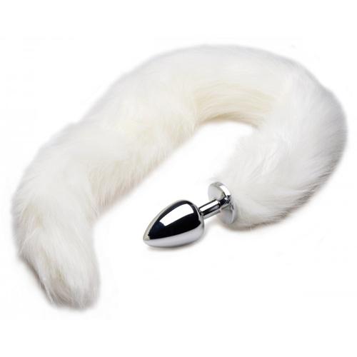 Tailz Extralong arktischer Nerzschwand mit Analplug aus Metall - Farbe: Silber