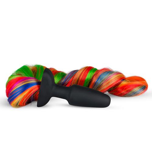 Easytoys Fetish Collection Silikon Analplug mit Schwanz regenbogenfarben - Farbe: Regenbogen