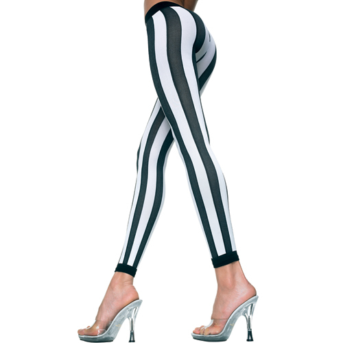 Music Legs Vertikal gestreifte Leggings Schwarz/Wei - Farbe: Verschiedene Farben