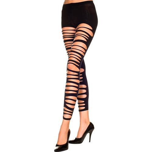 Music Legs Leggings mit zerrissener Optik -- Schwarz - Farbe: Schwarz